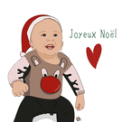 Joyeux No&euml;l avec un enfant en renne